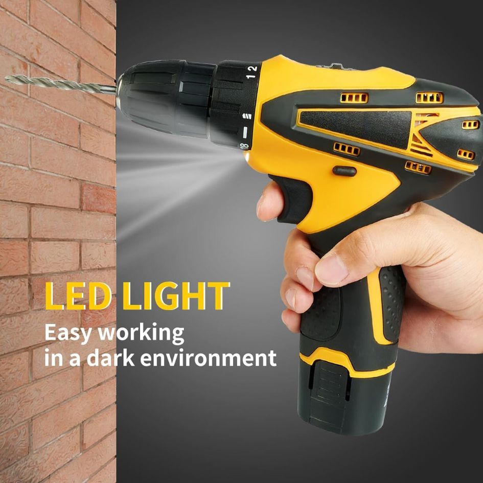 Taladro Amarillo Doble Bateria Redonda