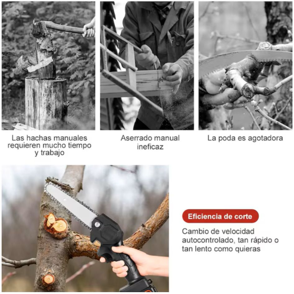 MotoSierra Electrica 2 baterias 7pulg