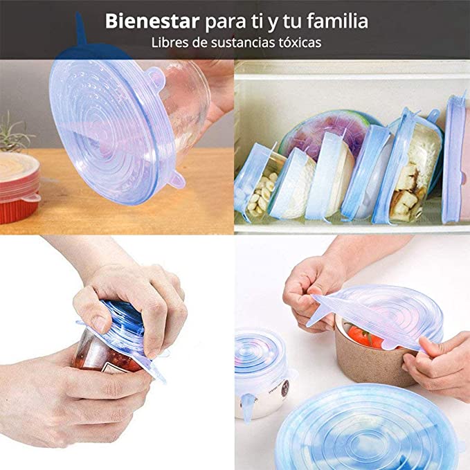 6 TAPAS DE SILICON REUTILIZABLES