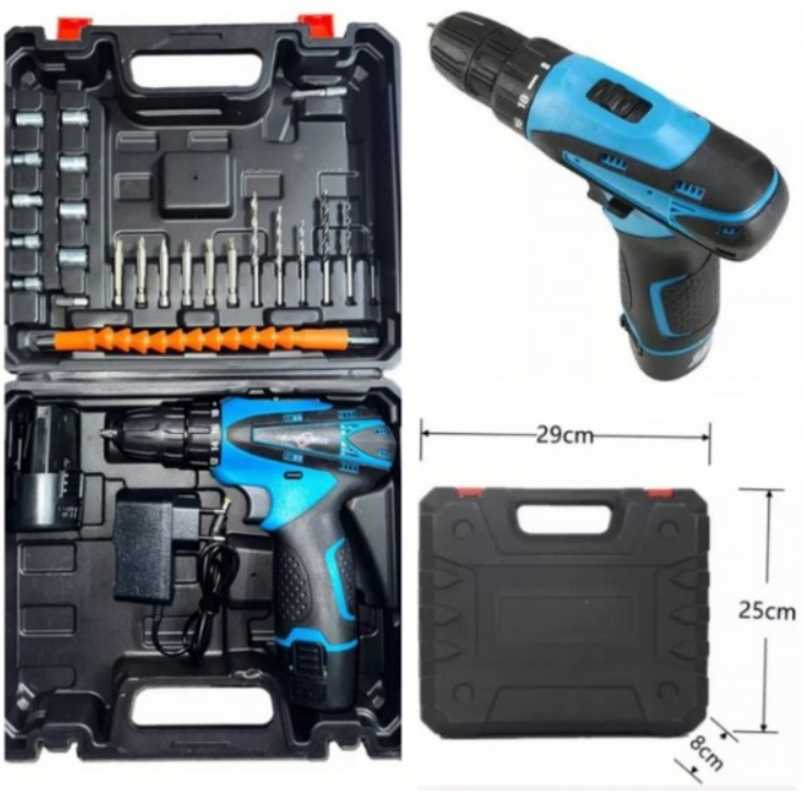 Taladro Azul 2 Baterias Redonda Inalamb