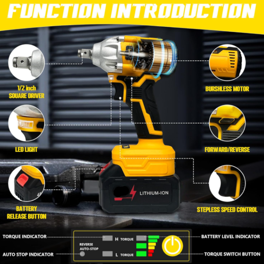 Llave Pistola de Impacto 2 baterias Port