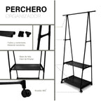 Rack triangular perchero de ropa Negro