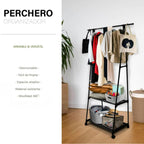 Rack triangular perchero de ropa Negro