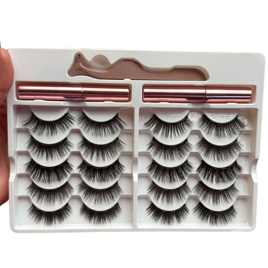 Kit 10 Pestañas magnéticas 3D+delineador