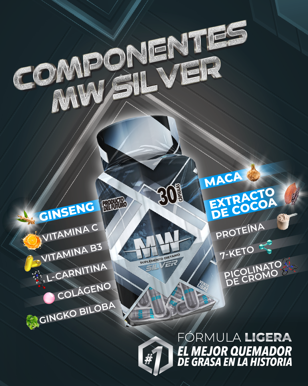 QUEMADOR DE GRASA MW SILVER