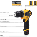 Taladro Amarillo 2 Baterías Redonda Inal