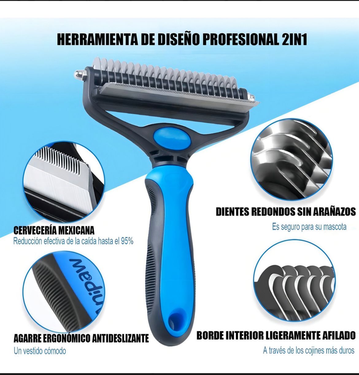CEPILLO DESLANADOR 2 EN 1 MASCOTAS