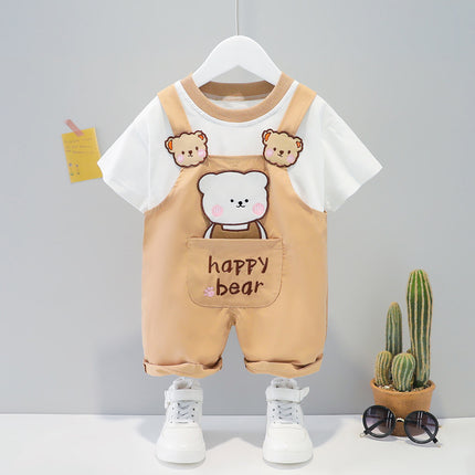 Ropa infantil, hombres y mujeres, bebé, verano, dibujos animados, peto de manga corta.