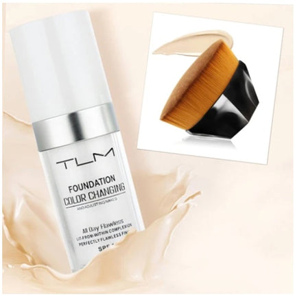 Base de Maquillaje Líquida Corrector de Temperatura Portátil Tono Natural Base de Maquillaje BB Corrector