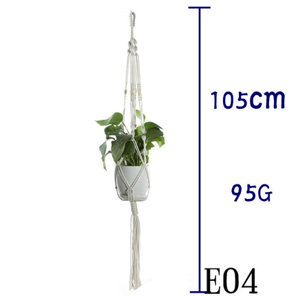 Maceta red de algodón beige para plantas de interior colgante cesta eslinga