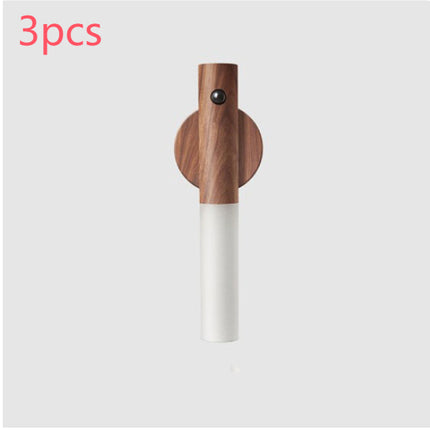 Luz nocturna LED USB magnética de madera inalámbrica para pasillos, porche, sensor de movimiento PIR, lámpara de pared, lámpara de armario