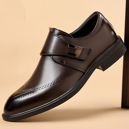 Zapatos de cuero para hombre hechos de piel de vacuno de plena flor con puntera en forma de tubo.
