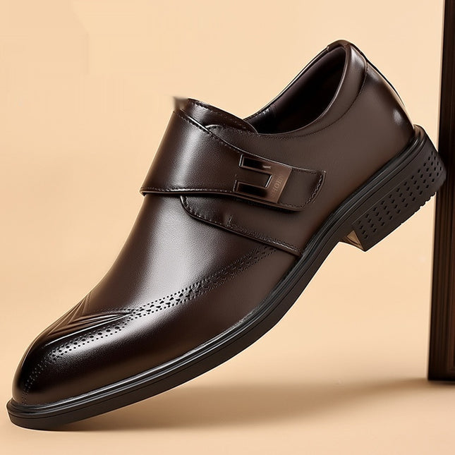 Zapatos de cuero para hombre hechos de piel de vacuno de plena flor con puntera en forma de tubo.