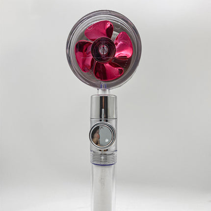 Cabezal de ducha de bajo consumo, con giro de 360 grados y pequeño ventilador, boquilla de ABS a alta presión, accesorios de baño