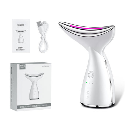Dispositivo de belleza de cuello y cara por microcorriente EMS con terapia de fotones LED de 3 colores, para tensar la piel, reducir la papada, dispositivos de lifting facial