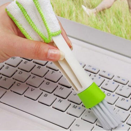 Cepillo de limpieza de doble cabezal con persiana de trapo, cepillo de limpieza doméstico para salpicadero y teclado