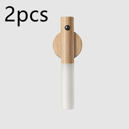 Luz nocturna LED USB magnética de madera inalámbrica para pasillos, porche, sensor de movimiento PIR, lámpara de pared, lámpara de armario