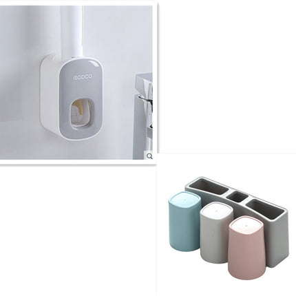Juego de accesorios de baño con dispensador de pasta de dientes automático de montaje en pared