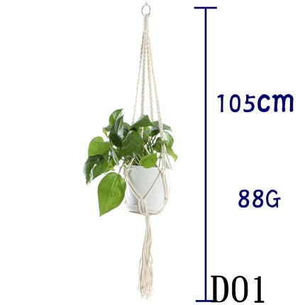 Maceta red de algodón beige para plantas de interior colgante cesta eslinga