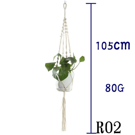 Maceta red de algodón beige para plantas de interior colgante cesta eslinga