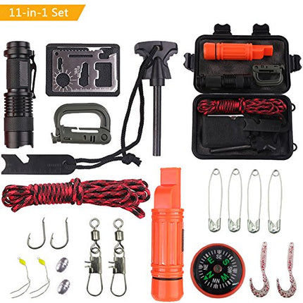 Equipo SOS de viaje al aire libre, juego de herramientas de supervivencia para aventura, caja de primeros auxilios de supervivencia multifunción, accesorios de pesca