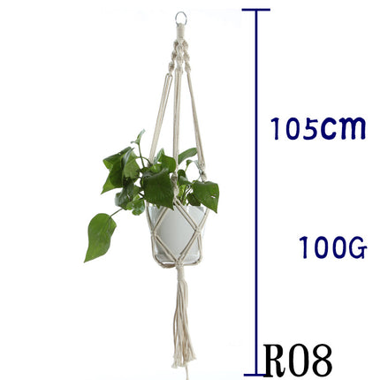 Maceta red de algodón beige para plantas de interior colgante cesta eslinga