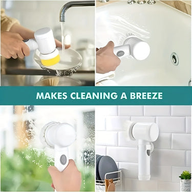 1 cepillo de limpieza eléctrico giratorio, limpiador de cocina de mano recargable por USB sin cable, cepillo de limpieza de baño recargable, cepillo de limpieza eléctrico giratorio automático para limpieza