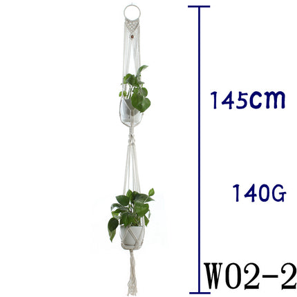 Maceta red de algodón beige para plantas de interior colgante cesta eslinga