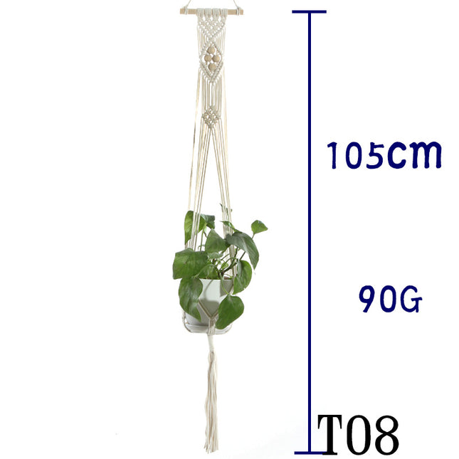 Maceta red de algodón beige para plantas de interior colgante cesta eslinga