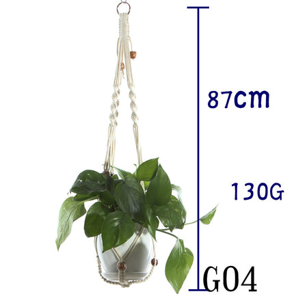 Maceta red de algodón beige para plantas de interior colgante cesta eslinga