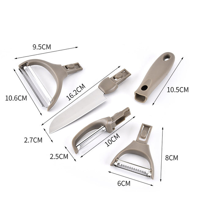 Juego de Cuchillos de Acero Inoxidable de Tres Piezas Tabla de Cortar de Fibra de Trigo Cuchillo de Frutas Pelador Herramientas de Cocina Combinadas
