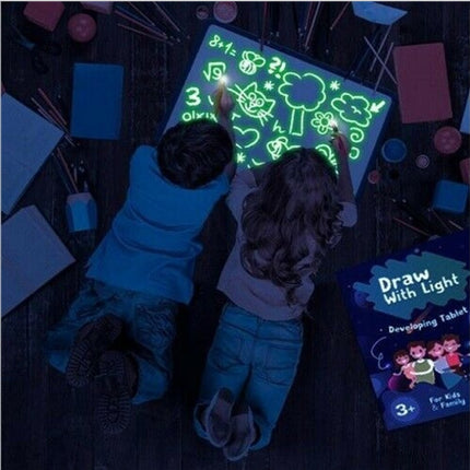 Pizarra mágica 3D de juguete educativo con 8 efectos de luz para dibujar, rompecabezas y bloc de dibujo