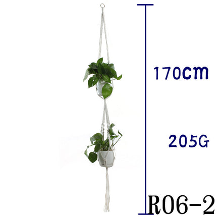 Maceta red de algodón beige para plantas de interior colgante cesta eslinga