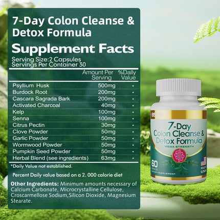 Cápsulas de fórmula de limpieza y desintoxicación de colon en 7 días