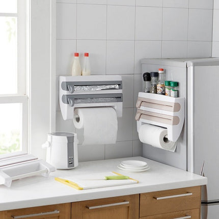 Dispensador de Papel de Cocina 4 en 1, Dispensador de Papel de Aluminio, Papel Film, Toallas de Papel, 4 EN 1 Soporte Dispensador de Papel de Cocina