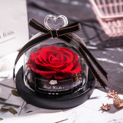 Día de San Valentín Navidad Flores Secas Para Decoración del Hogar Regalos de Boda Flores Secas Rosa Real Eterna Decoración del Hogar Con LED En Cristal