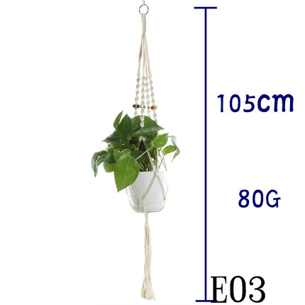 Maceta red de algodón beige para plantas de interior colgante cesta eslinga