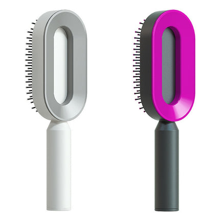 Cepillo de pelo autolimpiable para mujer, limpieza con una tecla, masaje de airbag anticaída, peine para el cuero cabelludo, cepillo antiestático.