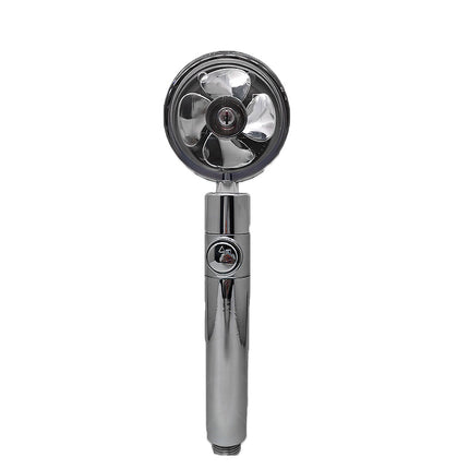 Cabezal de ducha de bajo consumo, con giro de 360 grados y pequeño ventilador, boquilla de ABS a alta presión, accesorios de baño
