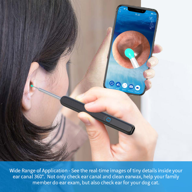 NE3 Limpiador de oídos Otoscopio Herramienta para quitar cera de oídos con cámara LED Luz inalámbrica Endoscopio para oídos Kit de limpieza de oídos para I-phone