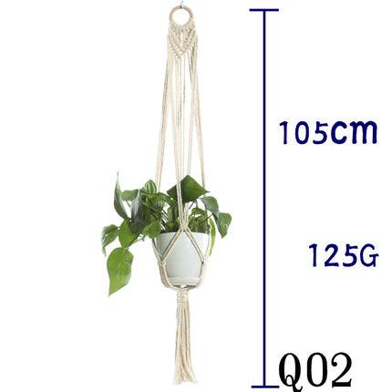 Maceta red de algodón beige para plantas de interior colgante cesta eslinga
