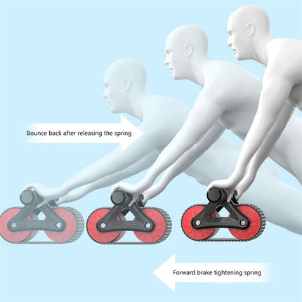Ejercitador abdominal de doble rueda para hombres y mujeres, rodillo de rueda abdominal con rebote automático, entrenador de cintura, dispositivos de ejercicio para gimnasio y hogar