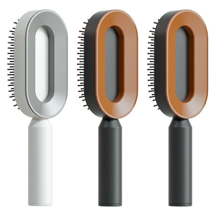 Cepillo de pelo autolimpiable para mujer, limpieza con una tecla, masaje de airbag anticaída, peine para el cuero cabelludo, cepillo antiestático.