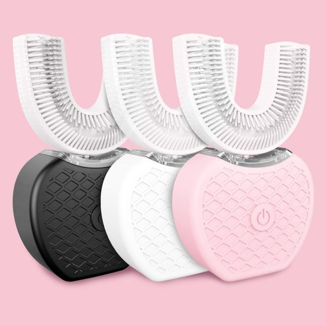 Cepillo de dientes eléctrico automático inteligente 360 grados resistente al agua tipo U blanqueador con luz azul carga USB