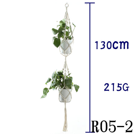 Maceta red de algodón beige para plantas de interior colgante cesta eslinga