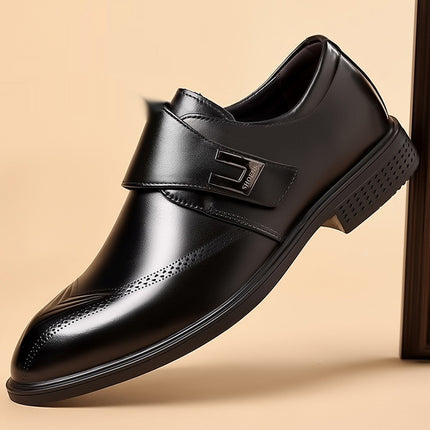 Zapatos de cuero para hombre hechos de piel de vacuno de plena flor con puntera en forma de tubo.