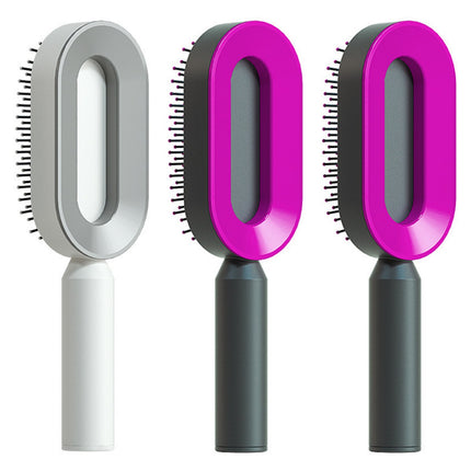 Cepillo de pelo autolimpiable para mujer, limpieza con una tecla, masaje de airbag anticaída, peine para el cuero cabelludo, cepillo antiestático.