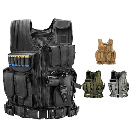 Chaleco Táctico Militar de Combate Armadura de Ejército Chalecos Molle Airsoft Porta Placas Chaleco Swat Chaleco de Entrenamiento CS para Caza y Pesca al Aire Libre