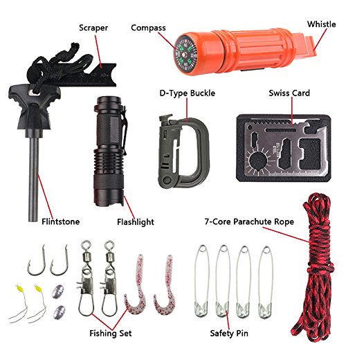 Equipo SOS de viaje al aire libre, juego de herramientas de supervivencia para aventura, caja de primeros auxilios de supervivencia multifunción, accesorios de pesca
