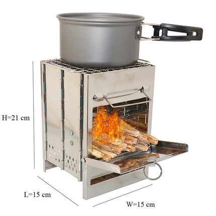 Estufa de leña de camping ligera Estufa de leña plegable ajustable para cocinar al aire libre, picnic, caza, barbacoa, a prueba de viento